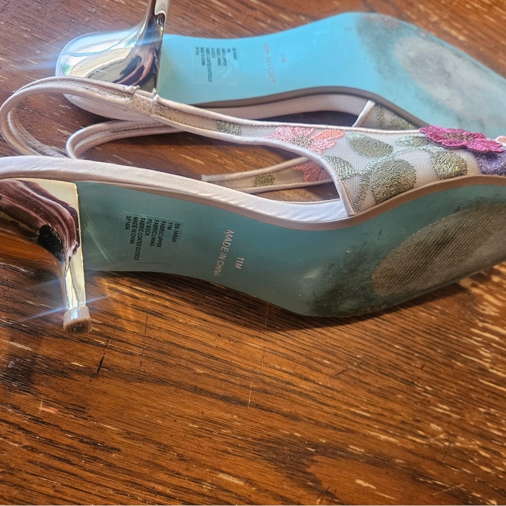 Betsey Johnson Pink and Purple Floral Heels - Picture 4 of 7